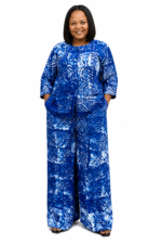 Indigo Adire Wide-Leg Pant Set