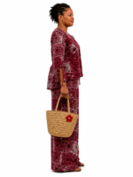 Burgundy Adire Palazzo Pant Set - Image 2