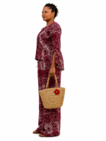 Burgundy Adire Palazzo Pant Set - Image 3