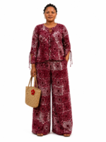 Burgundy Adire Palazzo Pant Set
