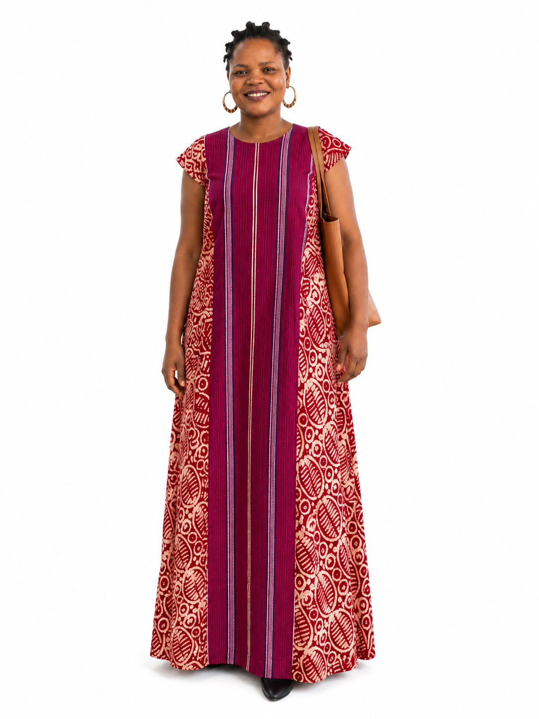 Burgundy Heritage Maxi Dress-222 Burgundy Heritage Maxi Dress - Image 1