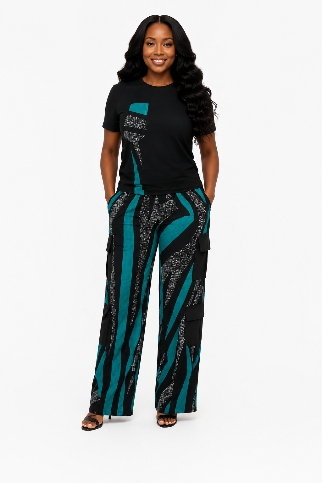 Emerald Geometric-1 Emerald Geometric Cargo Pant & T-Shirt Set - Image 1