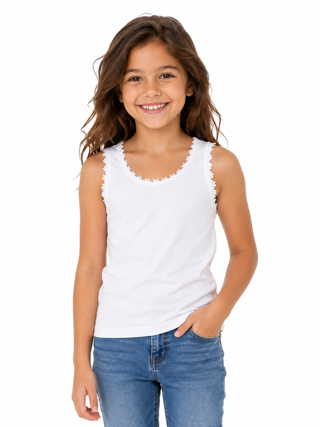Girls Cotton Tank Top 3 Girls Cotton Tank Top - Image 1