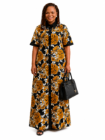 Golden Blossom Shirt Dress