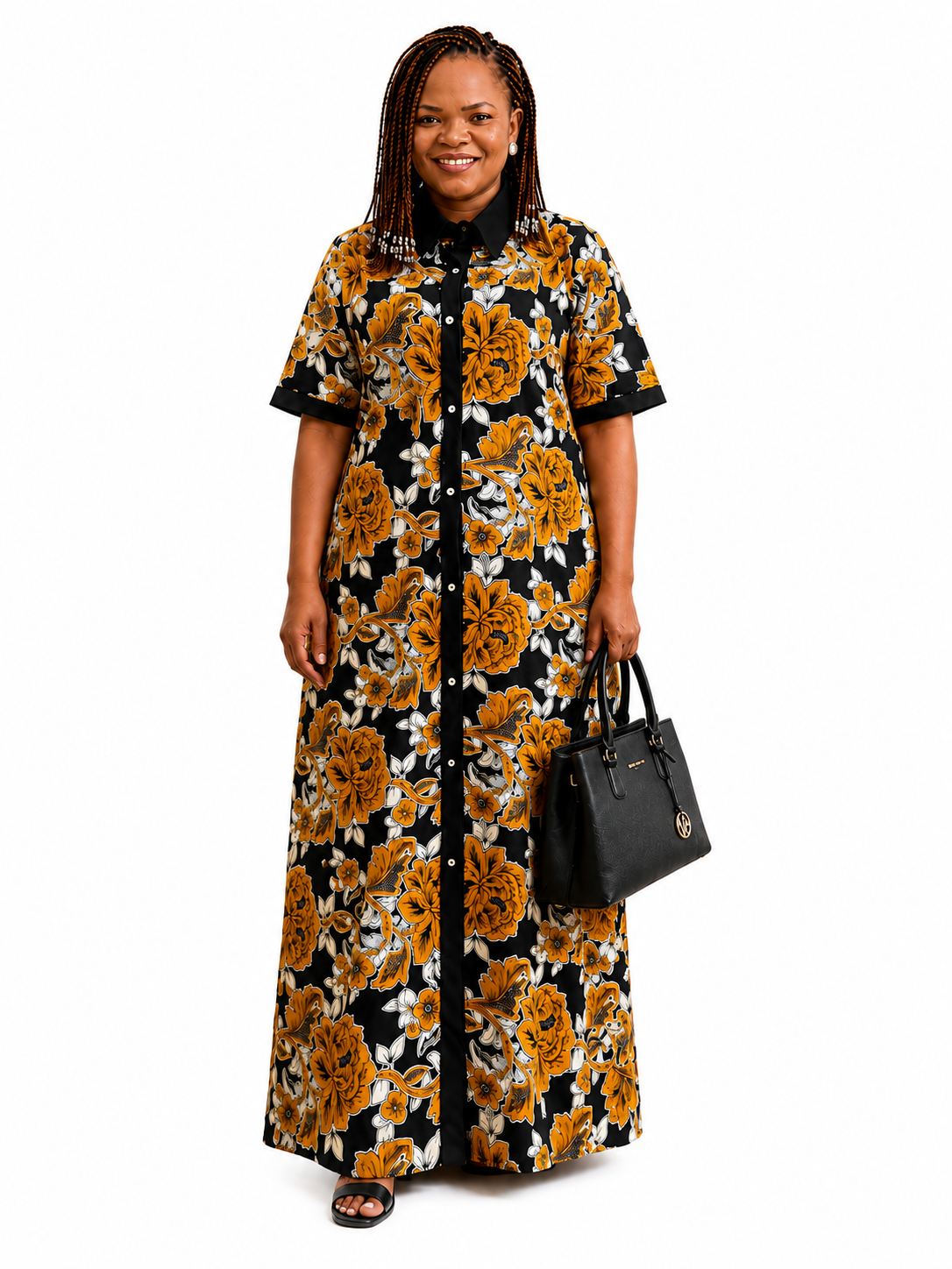 Golden Blossom Shirt Dress-89789969 Golden Blossom Shirt Dress - Image 1