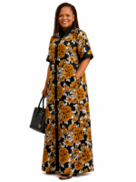 Golden Blossom Shirt Dress - Image 3