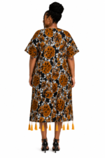 Mustard Floral Tassel Kaftan Dress - Image 5