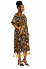 Mustard Floral Tassel Kaftan Dress - Image 2