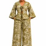 Olive Adire Tie-Front Two-set/pant