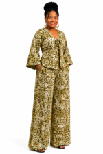 Olive Adire Tie-Front Two-set/pant - Image 5