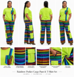 Rainbow Pocket Cargo Pant & T-Shirt Set - Image 6