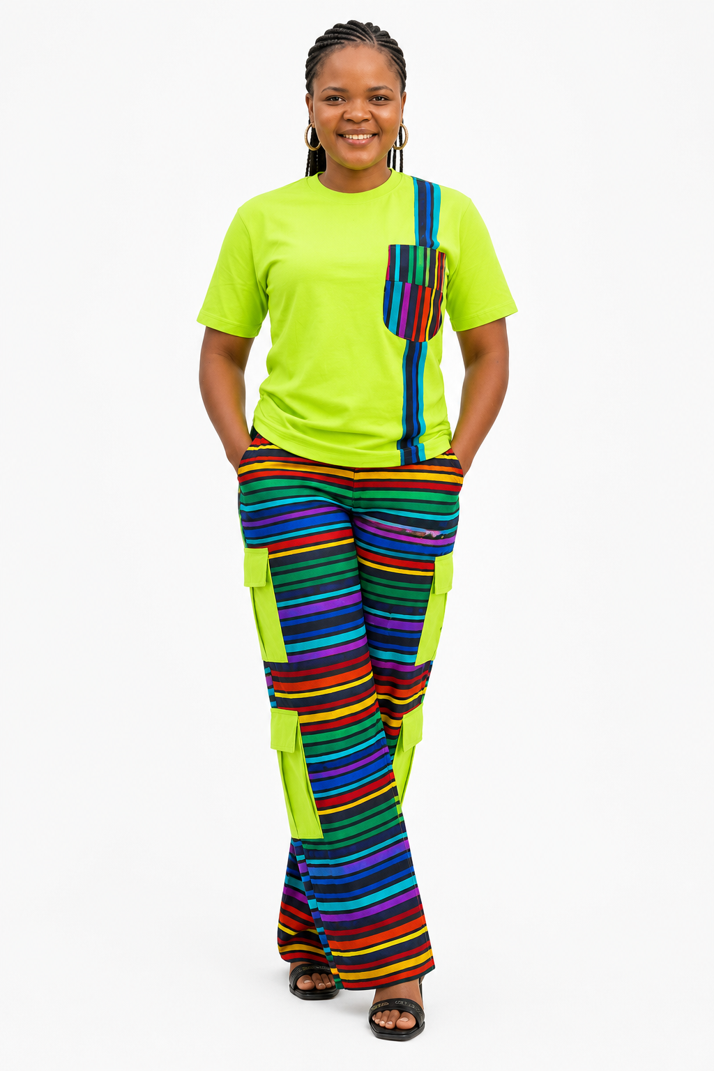 Rainbow Pocket -1 Rainbow Pocket Cargo Pant & T-Shirt Set - Image 1