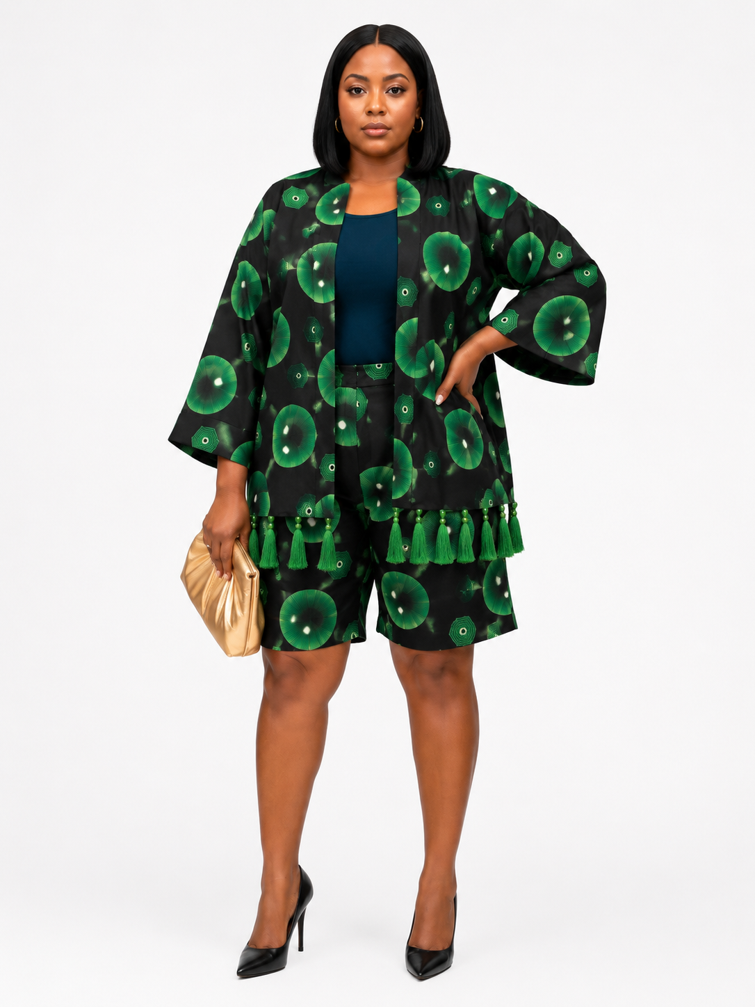 Royal Heritage-04 Royal Heritage Tassel Kimono Short Set - Image 1