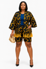 Royal Heritage Tassel Kimono Short Set