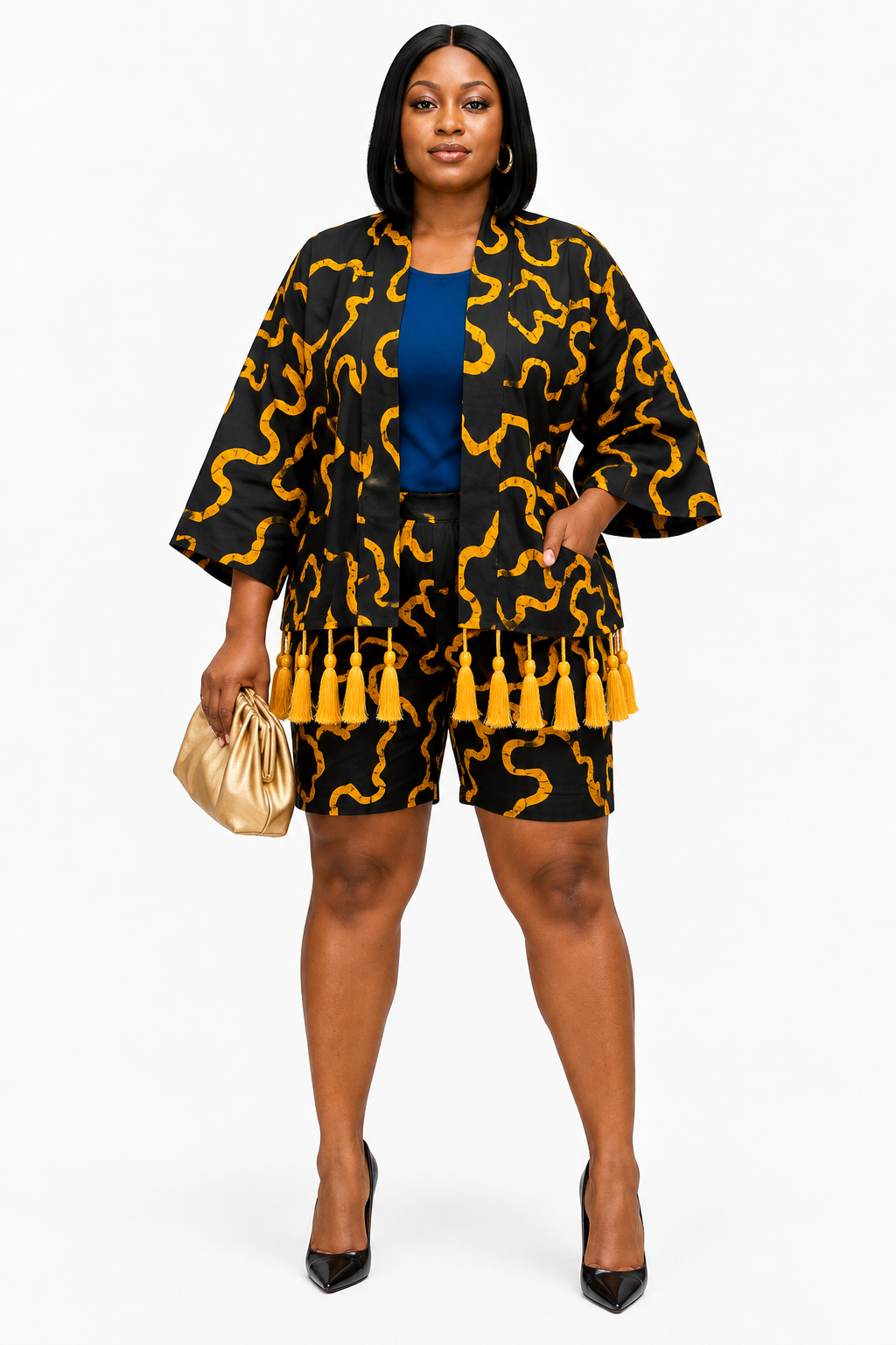 Royal Heritage Tassel Kimono-1 Royal Heritage Tassel Kimono Short Set - Image 1