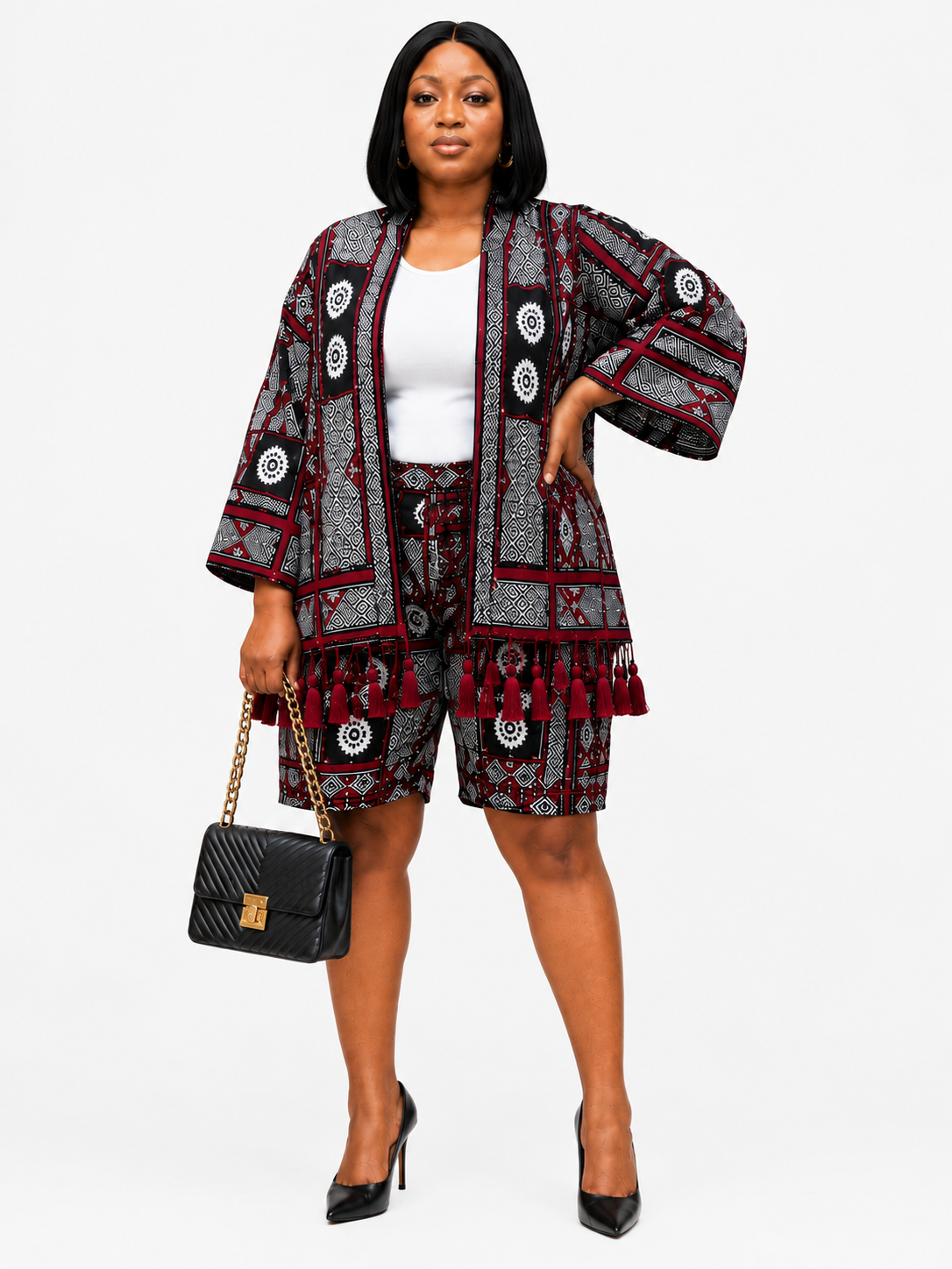 Royal Heritage Tassel Kimono Short Set-01 Royal Heritage Tassel Kimono Short Set - Image 1