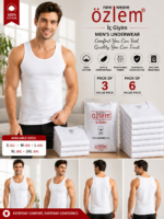 Özlem Men's Cotton Tank Top | White Sleeveless Undershirt - Image 5