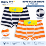 Boys’ Boxer Briefs 2-Pack – Soft Stretch Striped Kids Underwear | Sizes 120–160 | Assorted Colors - Image 2