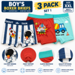 Boys’ Boxer Briefs 3-Pack – Soft Cotton Blend Kids Underwear | M–XXL - Image 5
