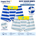 Boys’ Boxer Briefs 2-Pack – Soft Stretch Striped Kids Underwear | Sizes 120–160 | Assorted Colors - Image 3