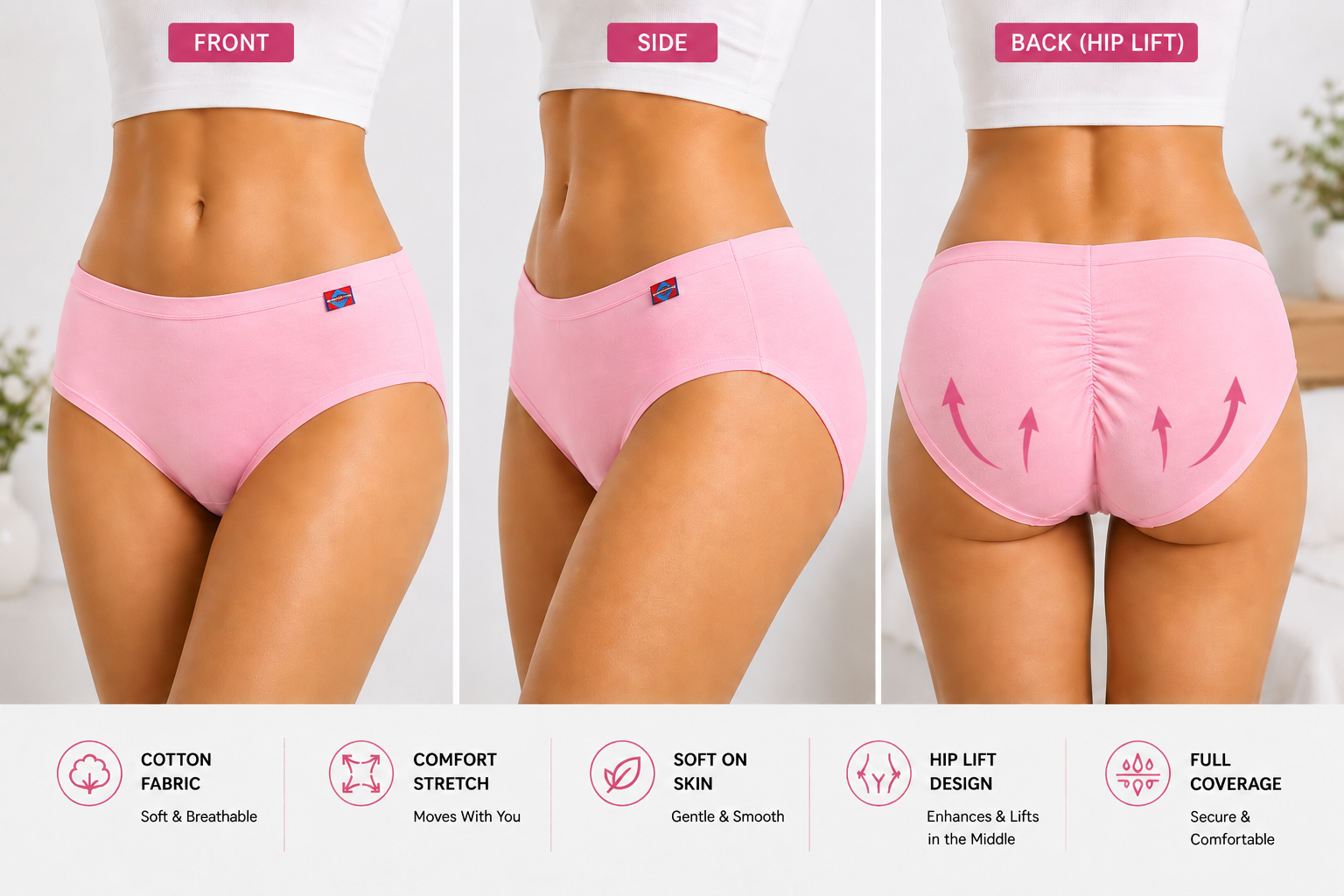 ced47239-7b03-4f03-9ccf-1b3a523d7540 Women’s Cotton Hip-Lift Panties – Soft Stretch Full-Coverage Underwear - Image 1
