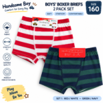 Boys’ Boxer Briefs 2-Pack – Soft Stretch Striped Kids Underwear | Sizes 120–160 | Assorted Colors - Image 5